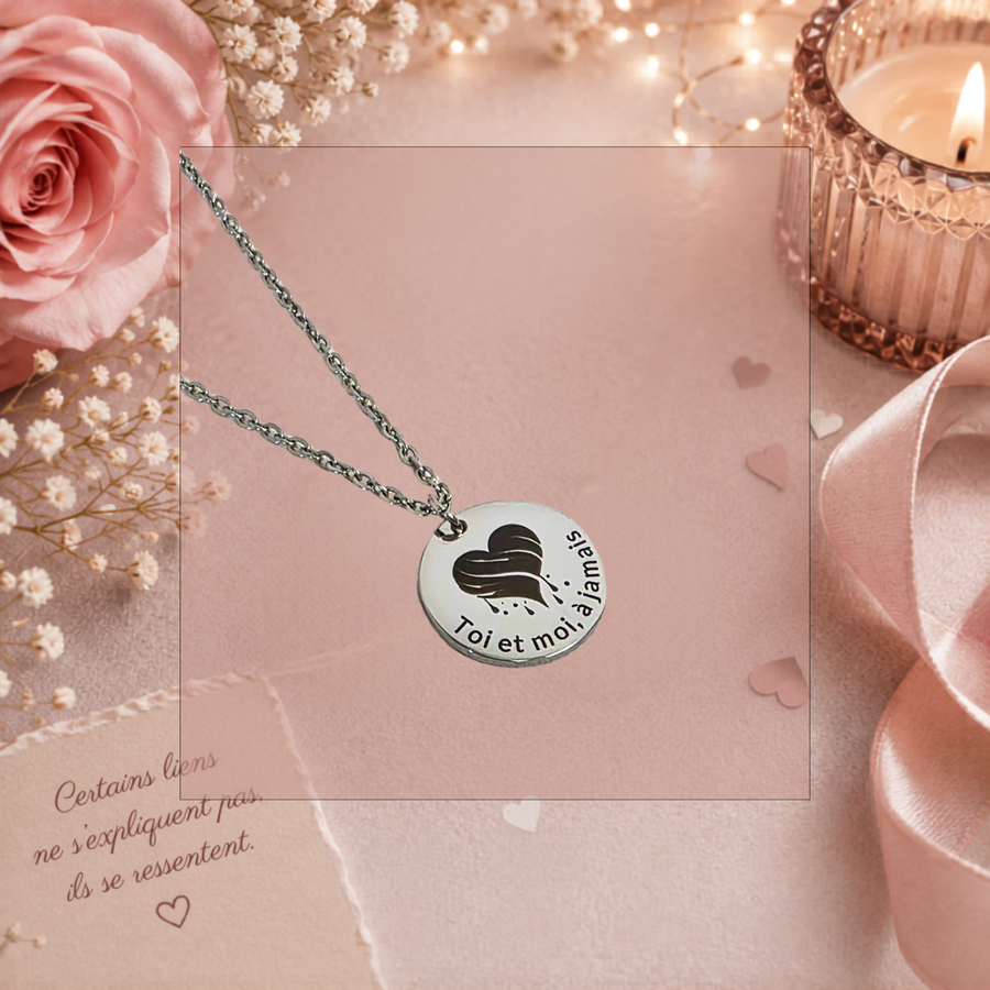Pendentif sur chaîne "Toi et moi à jamais"