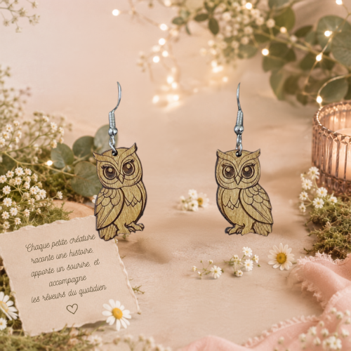 Boucles d'oreilles Chouette
