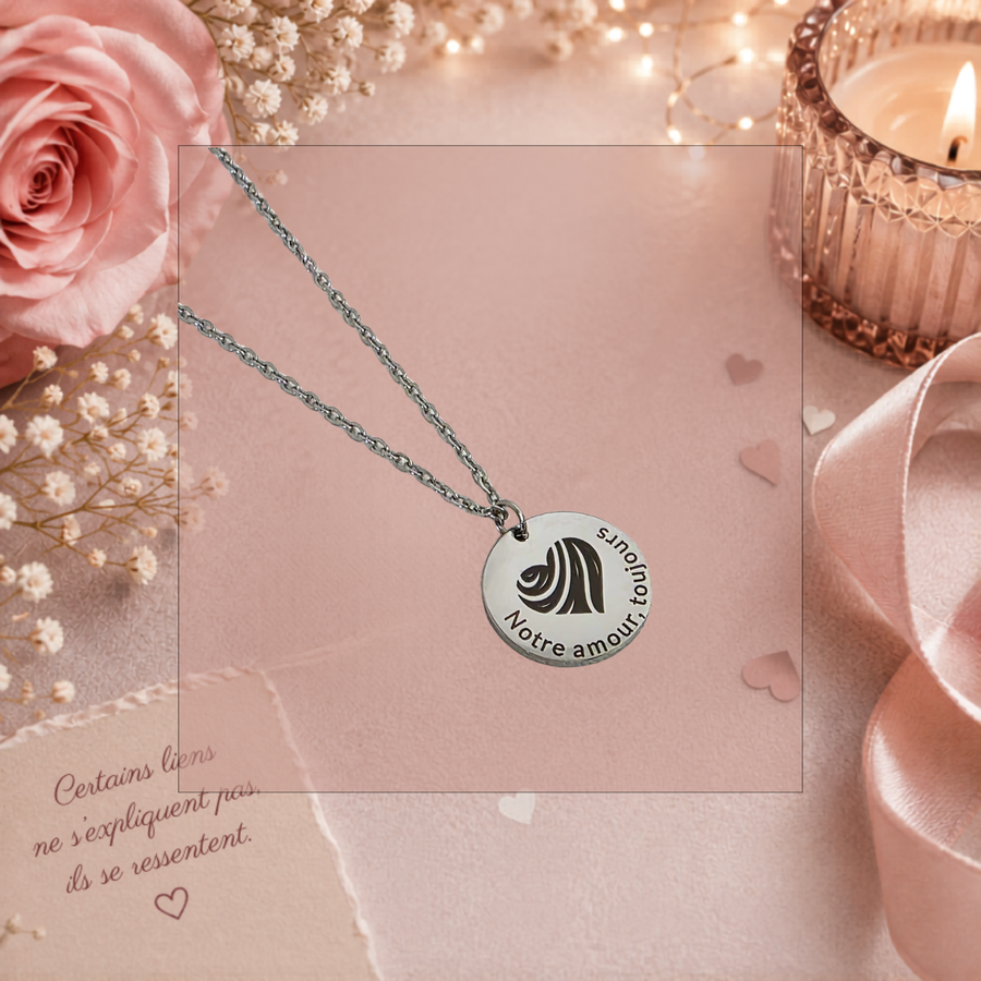 Pendentif sur chaîne "Notre amour toujours"